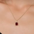 thumbnail image 3 of Gem Stone King 14K Yellow Gold Red Garnet Pendant Necklace | 1.95 Cttw | Gemstone January Birthstone | Emerald Cut 8X6MM | Gold Necklace for Women | With 18 inch Gold Chain, 3 of 6