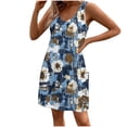 thumbnail image 1 of Vestido Corto para Mujeres Verano sin Mangas Cuello en V, Impresión de Moda con Bolsillos, Poliéster de Algodón Casual, 1 of 9