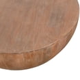 thumbnail image 2 of Drum Shape Wooden Coffee Table with Plank Design Base, Distressed Brown, 2 of 9