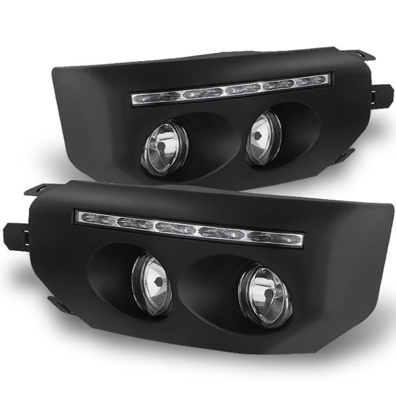 AKKON - For Toyota FJ Cruiser Black Bezel Clear Lens LED DRL Daytime Running Strip Fog Light W/ Switch   Bulbs