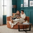 thumbnail image 5 of Chenille Swivel Accent Barrel Chair with 3 Removable Pillows (Orange), 5 of 13