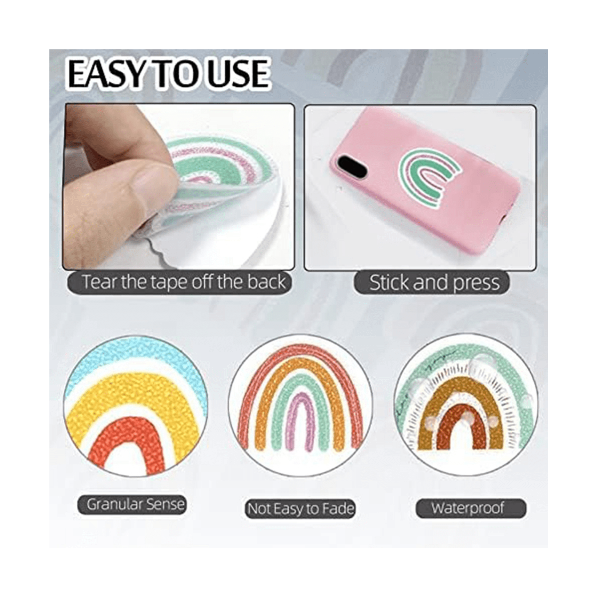 Symkmb 16PCS Calm Stickers for Anxiety Sensory, Stress Anxiety Relief Items  Rainbow Styles Tactile Rough Textured Calm Stickers 