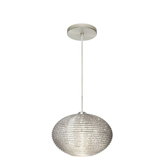 1JT-4913GL-LED-SN-Besa Lighting-Pape 12-One Light Cord Pendant with Flat Canopy-11.75 Inches Wide by 7.5 Inches High-Satin Nickel Finish-Glitter Glass