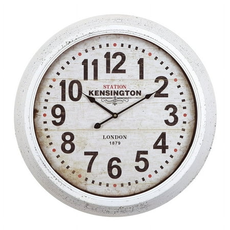 UPC 845805045807 product image for Yosemite Home Decor Circular Station Metal Wall Clock in Distressed White Finish | upcitemdb.com