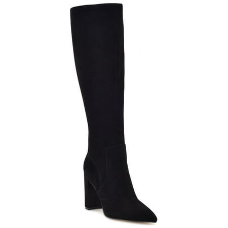 

NINE WEST Womens Black Comfort Danee Pointed Toe Block Heel Zip-Up Leather Dress Boots 10.5 M