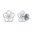 thumbnail image 4 of Round Cut Lab Created Moissanite Diamond Flower Stud Earring For Women In 14k White Gold Plated Sterling Silver (G-H Color,VVS1 Clarity,0.10 Cttw), 4 of 7