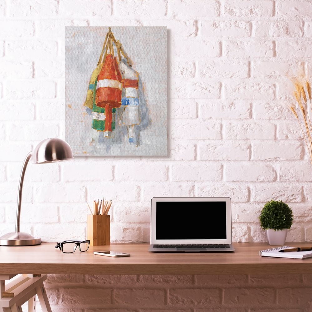 Stupell Home Décor Boat Buoy Ocean Lake Red Green Painting Canvas Wall Art by Ethan Harper