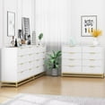 thumbnail image 7 of Dresser for Bedroom with 8 Drawer, Modern Wooden Dresser with 8 Golden Handles, Storage Dressers Chest of Drawers for Living Room, Hallway, Entryway, White, 7 of 7