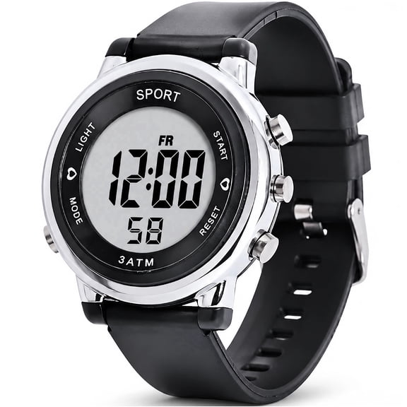 Kids Digital Watch for Girls - 30M Waterproof Sport Watch with 7-Color Night Light, Stopwatch & Alarm, Pink Wristwatch for Kids Ages 3-12