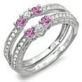 thumbnail image 1 of Dazzlingrock Collection 14K Round Pink Sapphire And White Diamond Ladies Wedding Band Enhancer Guard, White Gold, Size 8, 1 of 1