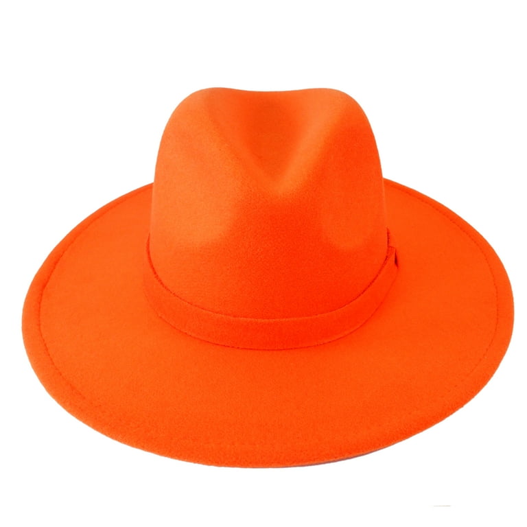 Orange Fedora Panama Upturn Wide Brim Cotton Blend Felt Hat Walmart