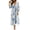 Blue#7, variant on Levmjia Women's Floral Print Dress 3/4 Sleeve V Neck Tie Front High Waist Smocked Waist Casual Midi Dress for Summer