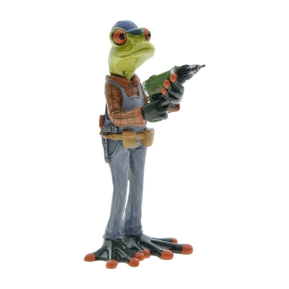 YWMJZEU Frog Figurine Frog Holding A Eletric Drill Novelty Unique Animal Craft Sculpture
