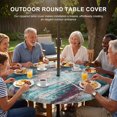 thumbnail image 3 of Round Outdoor Tablecloth with Umbrella Hole and Zipper, Vintage Bohemia Tablecloth with Elastic Waterproof, Abstract Minimalist Art Teal Red Patio Table Covers for 36" - 44" Picnic Pool Tables, 3 of 9