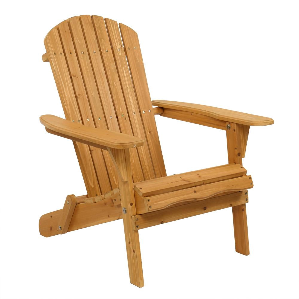 Wooden Adirondack Chair Folding Seat Outdoor Patio Garden Accent Furniture 35"H 