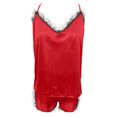 thumbnail image 5 of ICHUANYI Women Sleepwear Sleeveless Strap Nightwear Lace Trim Satin Cami Top Pajama Sets, 5 of 8