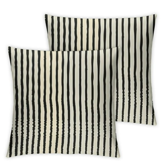 BANET Black and Beige Throw Pillow Covers, Pack of 2 Striped Decorative Pillow Case for Sofa Couch Chair Bedroom Modern Decor 12x12in