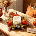 thumbnail image 5 of FeiFu Fall Pumpkin Candle Ring Wreath Artificial Maple Leaf Pine Cone Gourd Autumn Decor Table Centerpiece Harvest Halloween Thanksgiving Home Party Accent Guirnalda de Calabaza, 5 of 6