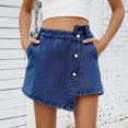thumbnail image 5 of YYUIJK Denim Skort Skirts Women Casual Mini Jean Skirt Stretch Low Waisted Jean Skirt for Women Zip Fly Denim Skirt, 5 of 7