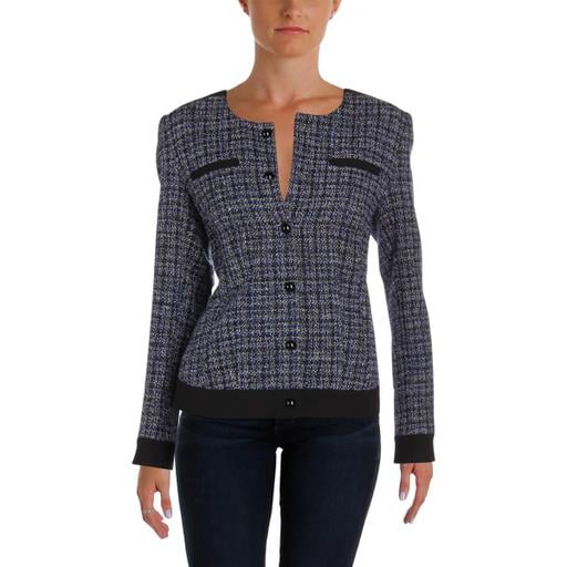 Tommy Hilfiger Womens Office Wear Professional Tweed Jacket