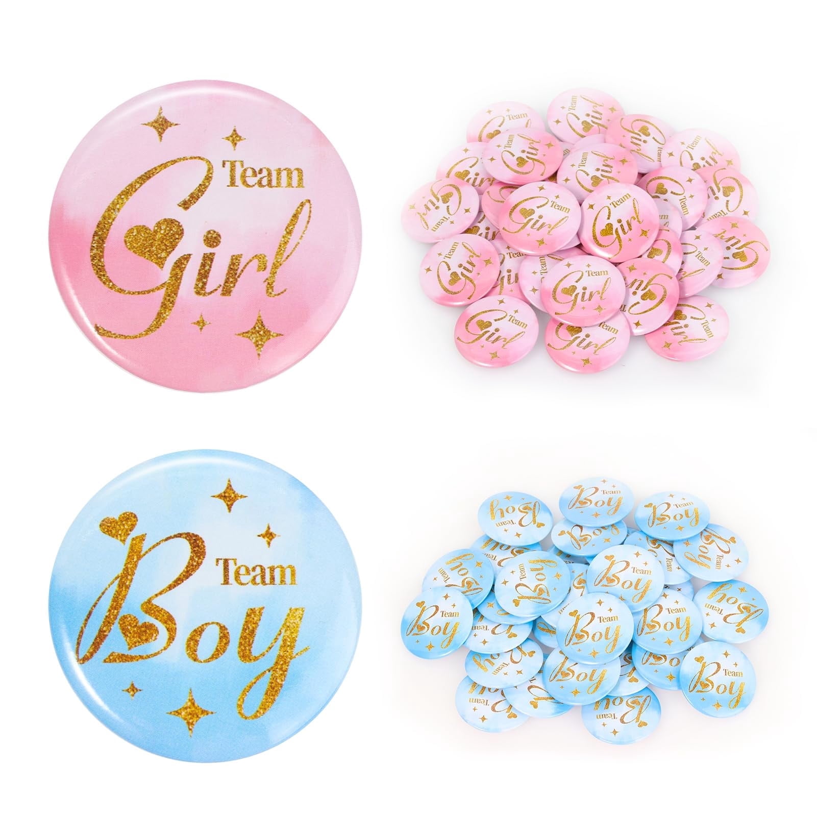 40Pcs Team Boy and Girl Gender Reveal Button Pins for Baby Shower Decorations Ideas Party Favors Games Supplies