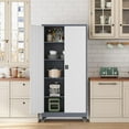 thumbnail image 3 of Fesbos Metal Storage Cabinet, 73" H Tall Steel Tool Cabinets with Wheels Lockable Doors and Adjustable Shelve, White Gray Garage Cabinet for Home,Kitchen, School, Office, 3 of 8