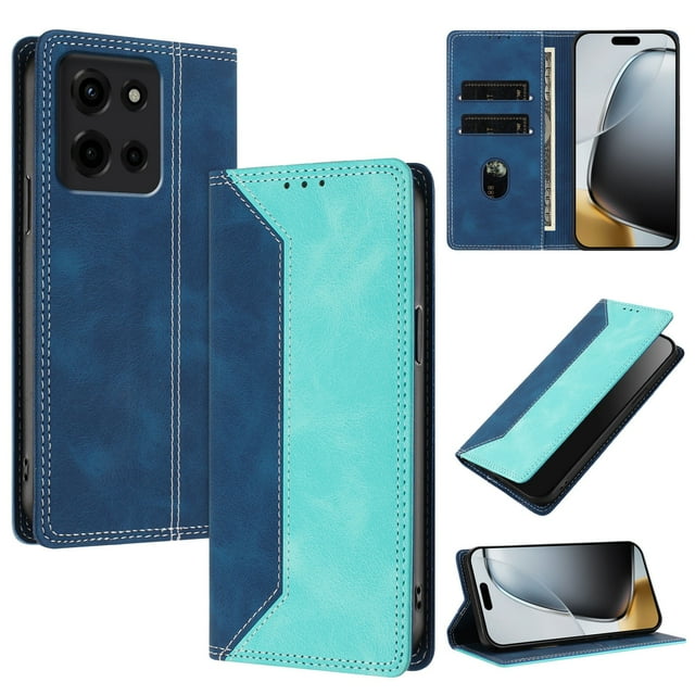 Funda FOXDOCK para Motorola Moto G 5G 2025 de Cuero Premium Bicolor con Ranuras RFID, Carcasa Tipo Billetera Antigolpes y Soporte Plegable