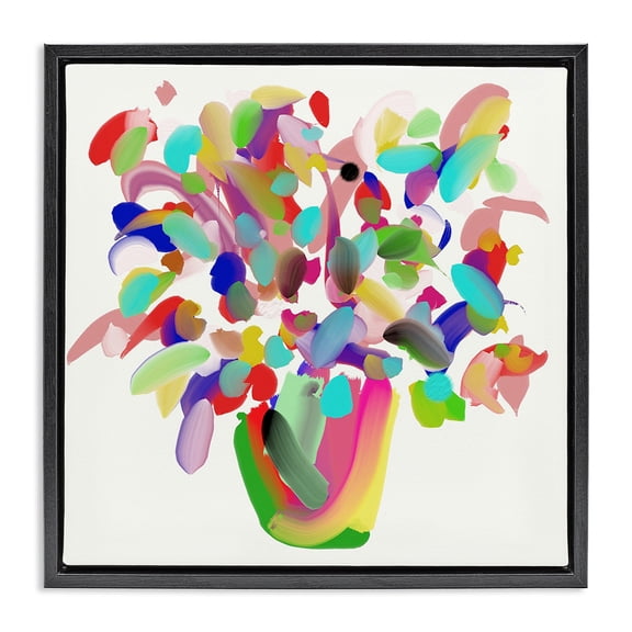 Stupell Industries Contemporary Mood Flowers Bold Bouquet Black Floating Frame Canvas Art, 18 x 18, by Bellassai Art