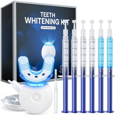 Fairywill Teeth Whitening Kit for Sensitive Teeth with LED Light,Anti-Sensitive Gel & 35% Carbamide Peroxide,Fast 10Min 24 Treatments Removes Coffee Tea Wine Smoking Stains
