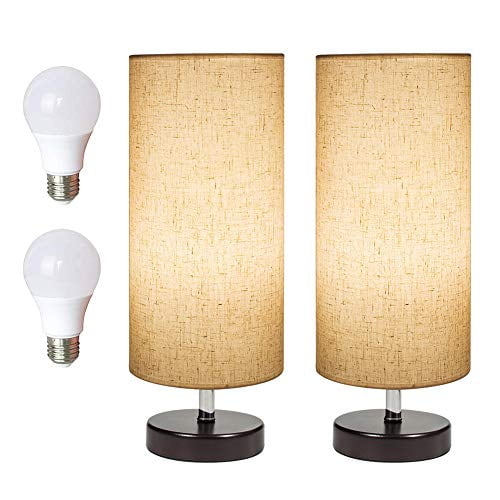 Deeplite Table Lamps Set Of 2 Bedside Desk Lamps 2 Pack Set Led Bulb Included Minimalist Wood Table Lamps For Living Room Bedroom Walmart Canada