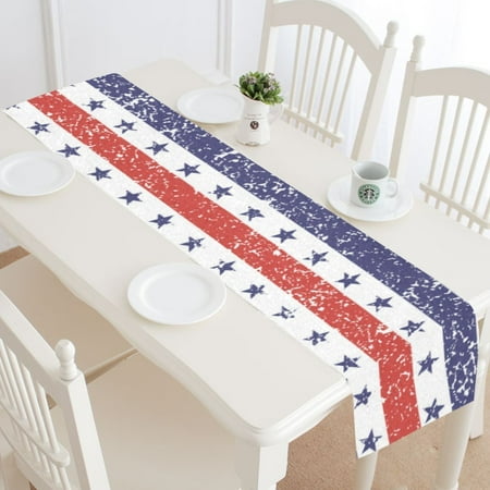 

MYPOP Independence Day 4th of July Table Runner Home Decor 14x72 Inch Color Stars Stripes Table Cloth Runner for Wedding Party Banquet Decoration