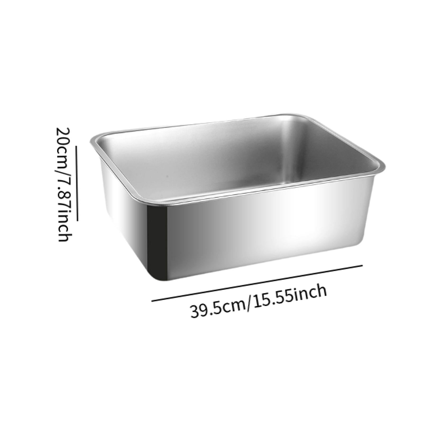 CarpNettore Cat Litter Box Kitten Potty Toilet Stainless Steel Large Non Stick Easy to Clean 39.5cmx29.5cm