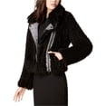 thumbnail image 1 of bar III Womens Faux Sherpa Motorcycle Jacket, Black, Small, 1 of 1