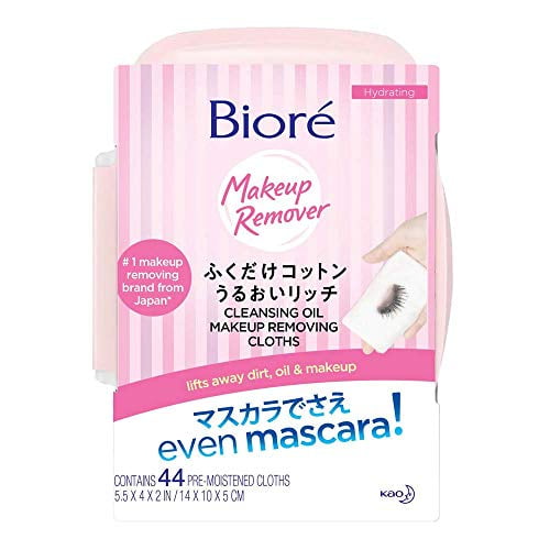 Photo 1 of Bior J-Beauty Cleansing Oil Makeup Removing Cloths, 44 count, Top Japanese Makeup Remover, Daily Use Facial Wipes, Removes Mascara, 1 oz (Pack of 1)