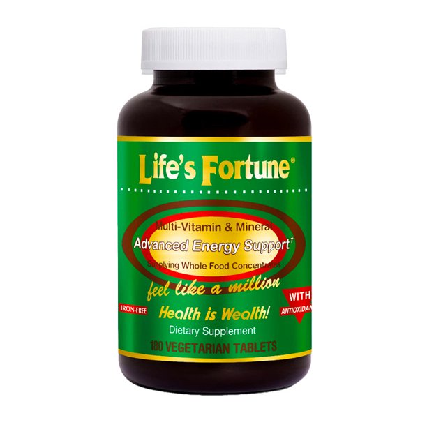 Life's Fortune Multivitamin & Mineral 180 Tablets, All Natural Energy
