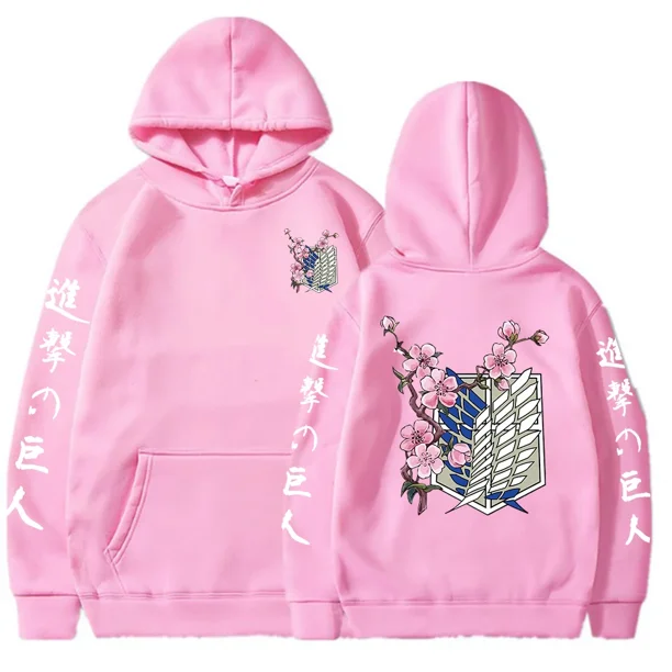 Hot Anime Attack On Titan Wings Of Liberty Sakura Wings of Liberty gráfico hombres mujeres sudaderas con capucha de talla grande sudadera ropa de calle