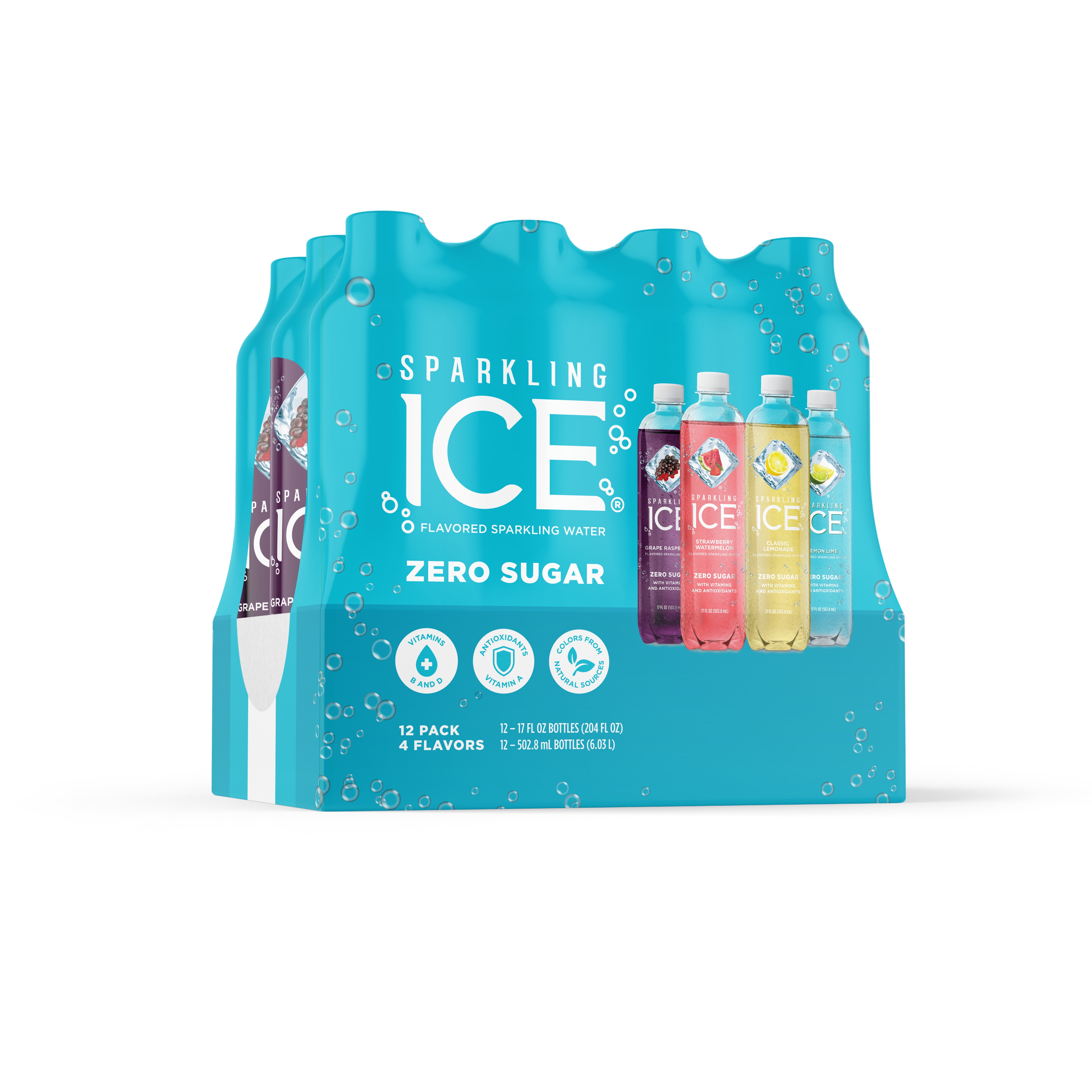 Sparkling Ice® Variety Pack, 17 Fl Oz, 12 Count (Grape Raspberry, Strawberry Watermelon, Classic Lemonade, Lemon Lime)