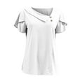 thumbnail image 6 of itsun Summer Savings Clearance 2024! T Shirts for Women, Women Blouse Casual Short Sleeve Elegant Vintage Fashion V-Neck Regular Button Tops White, 6 of 6