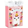 5" Extra Large Gift Bag with Tissue Paper for Birthdays (Llama and Flowers)