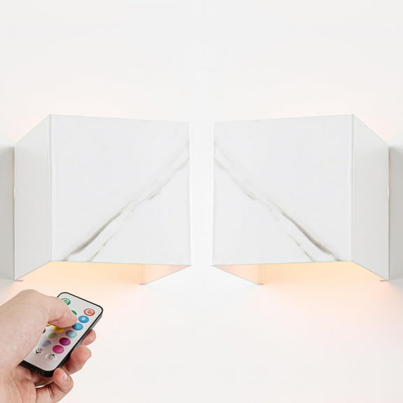 Kiven Battery Operated Wall Sconces with Remote Control,Rechargeable Wall Lamp LED Indoor Up and Down,Set of 2 Dimmable Wall Lighting for Living Room Bedside Decor BD3073
