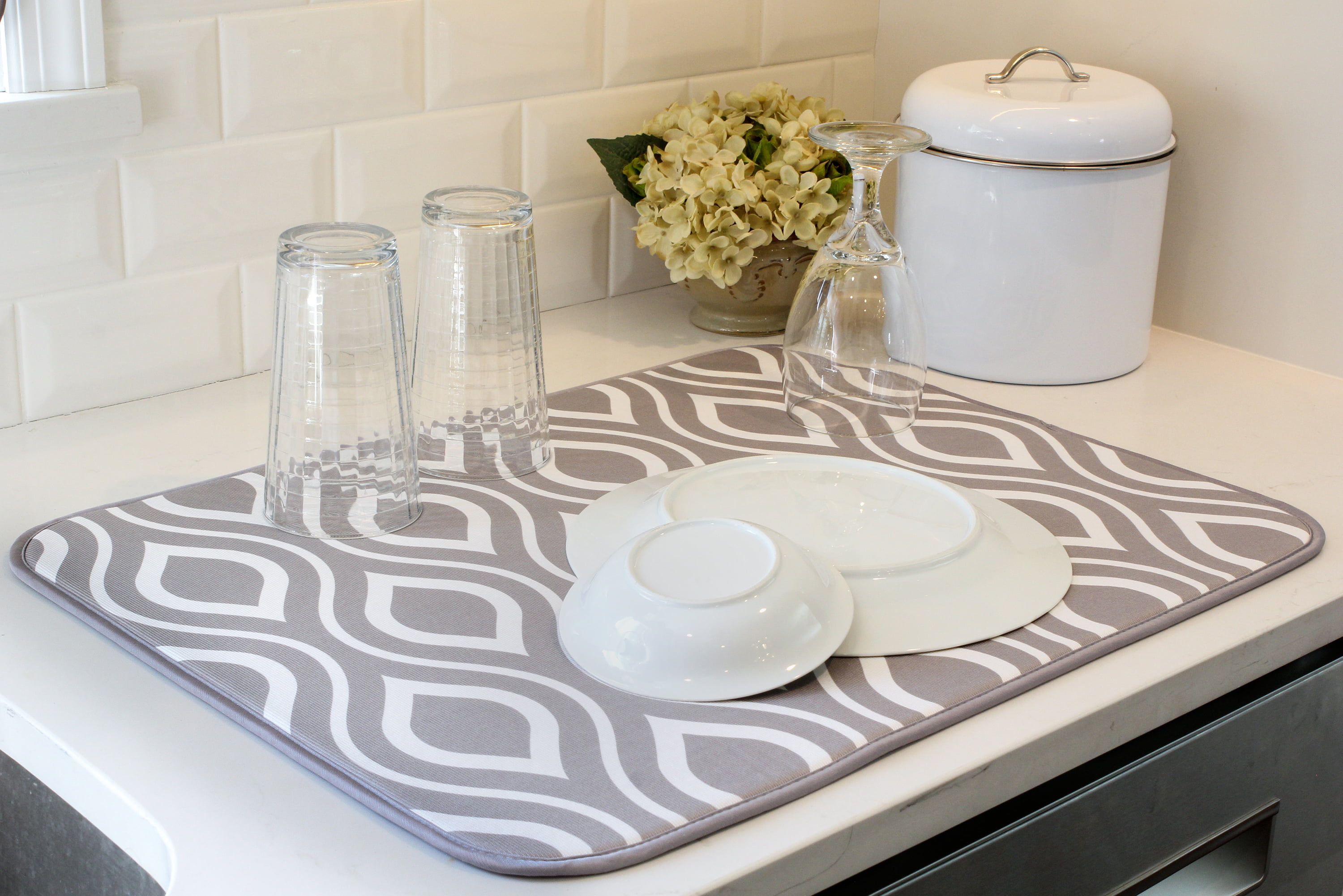 Ritz Trellis Reversible Ultra Absorbent Kitchen Dish Drying Mat - Dew