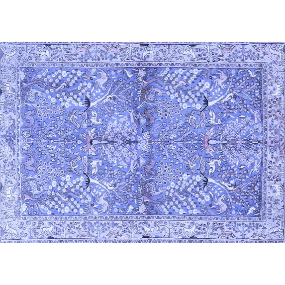 Ahgly Company Machine Washable Indoor Rectangle Animal Blue Traditional Area Rugs, 8' x 12'