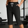 thumbnail image 2 of SBYOJLPB Women's Capris Pants Elastic Waist Drawstring Loose Casual Cropped Trousers with Pockets, 2 of 9