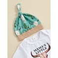 thumbnail image 5 of Suagox Baby Boys 3PCS Outfit Sets Short Sleeve Letter Cattle Head Print Romper Cactus Cattle Head Print Pants Hat Sets for 0-12 Months Baby, 5 of 10