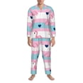 thumbnail image 3 of Naloa Flamingo1 Men’s Pajamas Set - Long Sleeve Button Down Sleep Shirt and Pajama Bottoms Sleepwear Set-Small, 3 of 7