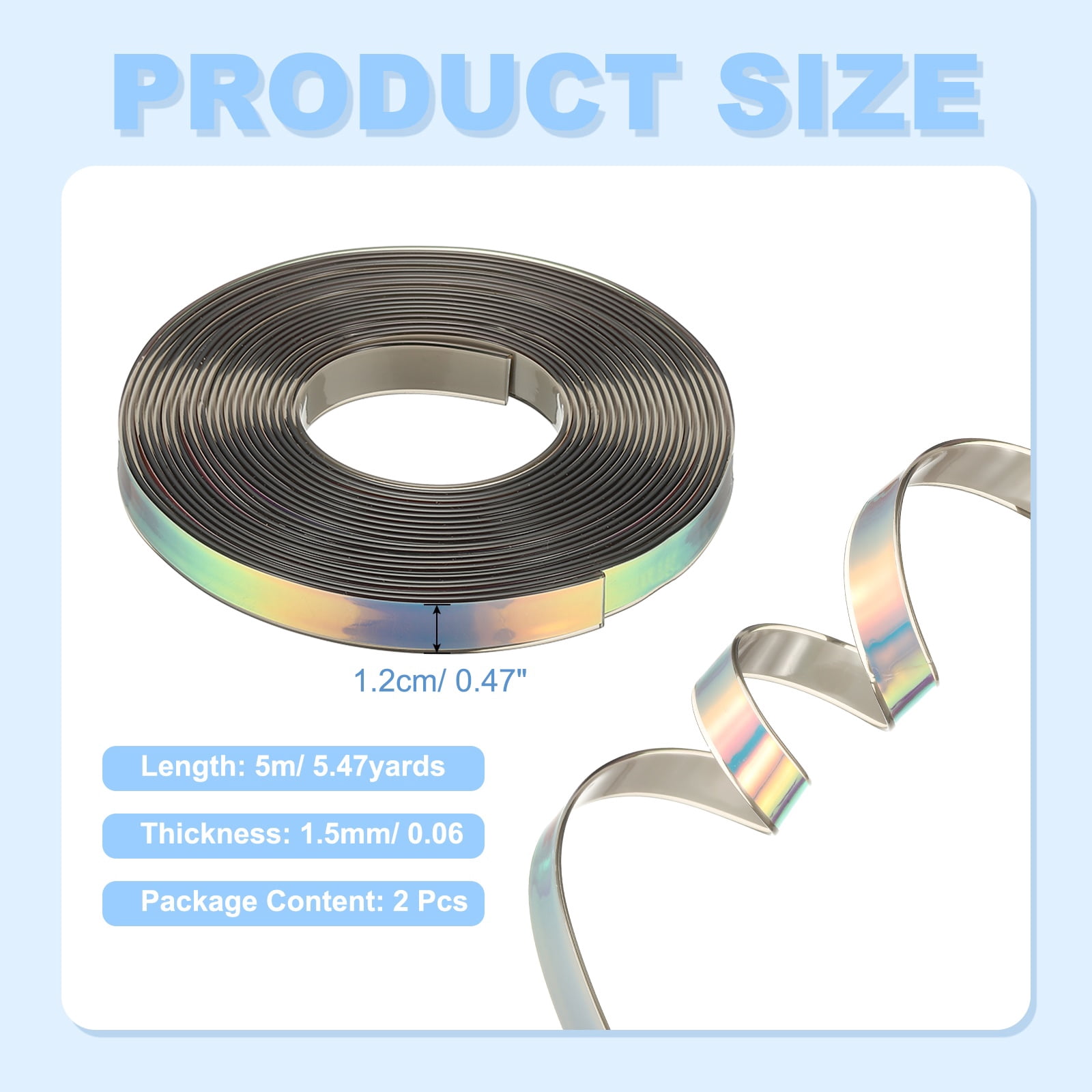 2PCS 5.47  Yards Silicone Lanyard String, 12mm Wide Bright Color Lacing Cord Laser Reflective Lanyard String for Crafts Weaving DIY Handmade Bracelets Clothes Keychain, Gray