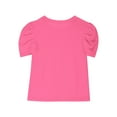 thumbnail image 4 of Efsteb Summer Shirts for Girls Fashion Puff Short Sleeve Tops Round Neck Casual Solid Color Tunic Tshirt (Hot Pink,11 Years), 4 of 9