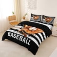 thumbnail image 3 of Castle Fairy Baseball Glove Bat Duvet Cover King, Vintage USA Flag King Bedding, Brown Black,Black Reversible,3 Pieces,1 Duvet Cover and 2 Pillowcases, 3 of 6
