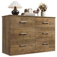 thumbnail image 4 of Homfa 6 Drawer Double Dresser, Wood Storage Cabinet for Living Room, Chest of Drawers for Bedroom, Vintage Brown, 4 of 8