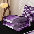 thumbnail image 6 of Homewish Purple Gradient Plaid Zipper Twin Comforter Sets with Fitted Sheet and 2 Pillowcases,Vintage Artwork Zipper Bedding Set,Black Reversible,4pcs, 6 of 8